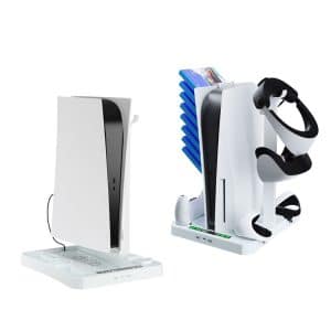 PS5 Cooling Stand with VR2 Handle Charging & Disc Storage - Stay Cool and Organized