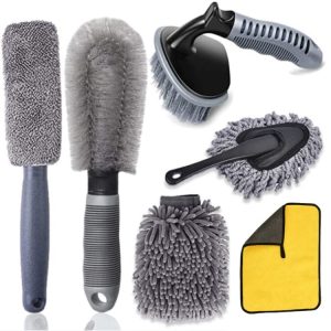 6-Piece Car Cleaning Brush Set for Dusting & Tire Care