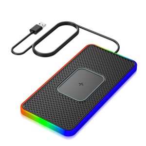 15W 2 in 1 Car Mobile Wireless Charger Mat with Colorful Light - Non-slip