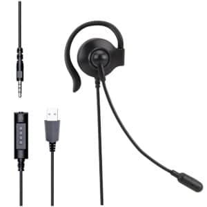 SOYTO SY227 Ear Hook Headset - Hands-Free Corded Computer Headset