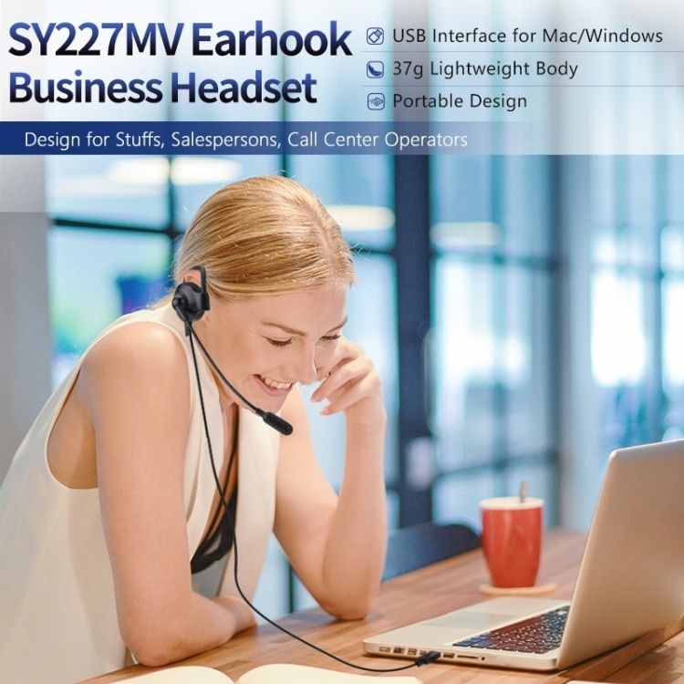 SOYTO SY227 Ear Hook Headset - Hands-Free Corded Computer Headset 2 Soyto Sy227 Ear Hook Headset - Hands-Free Corded Computer Headset - Image 2