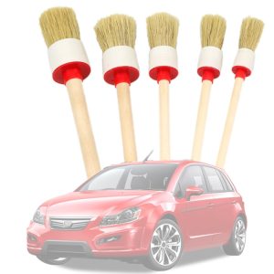 5-Piece Car Detailing Brush Set | Natural Boar Hair | Auto Detail Tools