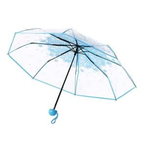 Cherry Blossom Transparent Triple-fold Umbrella - Compact Folding Design