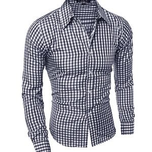 Stylish men's black and white checkered casual shirt perfect for office or casual wear. Slim fit, made from high-quality fabric, with button-down style and long sleeves. Ideal for fashionable, comfortable daily outfits.