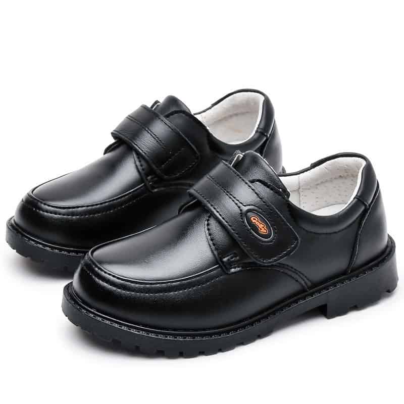 BritSoft Sole Boys Black Leather Loafers Top Layer Cowhide - Stylish Comfort 6 Black Leather School Shoes With Velcro Straps For Kids, Durable And Comfortable Footwear For Children’s Daily Use. Perfect For School Uniforms And Casual Wear.