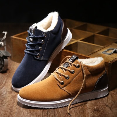 British Tide Men's Cotton Sole Winter Shoes - Stylish & Breathable Casual Style 1 Comfortable Men'S Casual Sneakers With Faux Fur Lining, Ideal For Stylish Winter Footwear, Available At Syndmart.