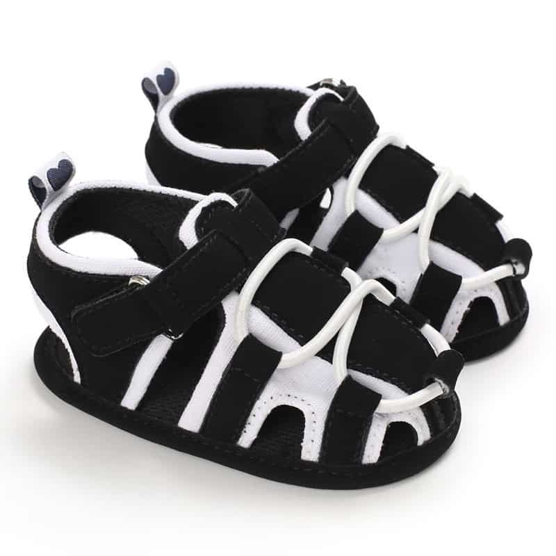 Cozy Toddler Summer Sandals - Soft Soles for Sunny Days 3 Black And White Children'S Sport Sandals With Adjustable Straps And Breathable Design, Perfect For Casual Wear And Outdoor Activities.