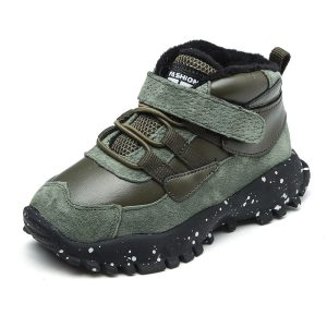 Premium green kids' sneakers with velcro strap, breathable mesh, and rugged sole for outdoor adventures and active play. Stylish, comfortable, and durable footwear for children.