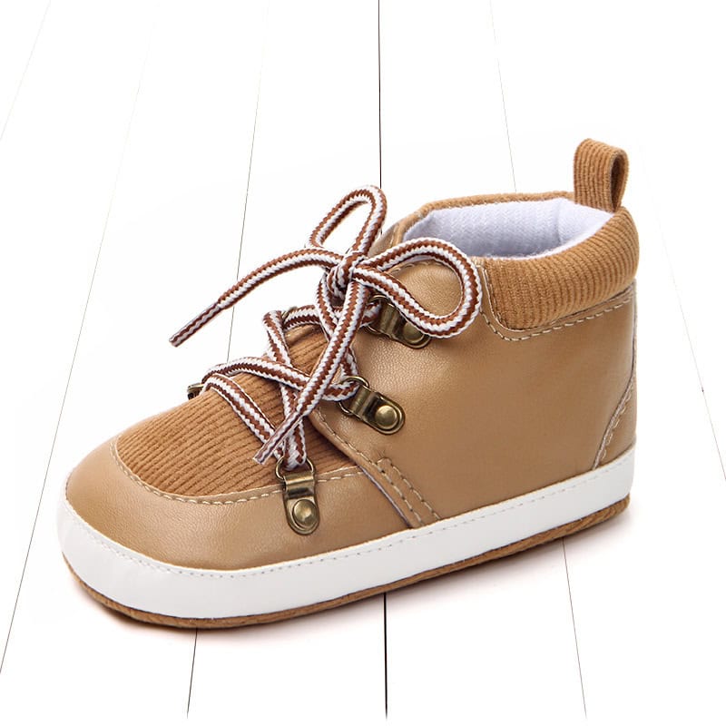 Secure Steps Baby Non-Slip Toddler Shoes - Keep Your Little One Stylish and Safe 4 Soft Brown Toddler Sneaker With Lace-Up Closure, Padded Collar, And Durable Sole For Comfort And Support. Perfect For Early Walkers And Casual Outings.