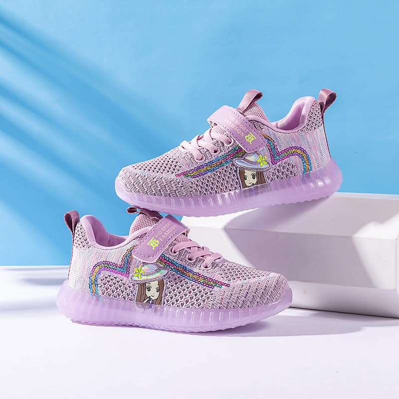 Kids' Active Sneakers: Fun & Stylish Sports Shoes for Everyday Adventures 5 Colorful Children'S Rainbow Sneakers With Mesh Design, Cartoon Character, And Comfortable Sole, Ideal For Kids' Casual Footwear And Active Play.