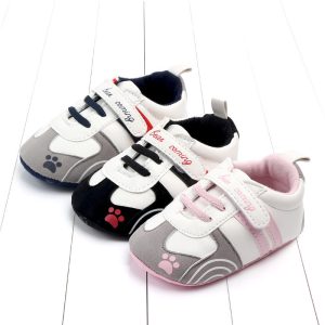 Kids sneakers with paw print design, velcro straps, and colorful accents, perfect for children’s footwear and comfort. Ideal for baby shoes, toddler sneakers, and casual wear from Syndmart.