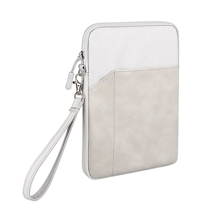 ND00S Felt Sleeve Protective Case: Inner Carry Bag for Ultimate Protection 2 Light Grey Portable Tablet Case With Wrist Strap, Slim Design, Ideal For Travel And Daily Use, Featuring Durable Material And Secure Zip Closure For Electronic Accessories.