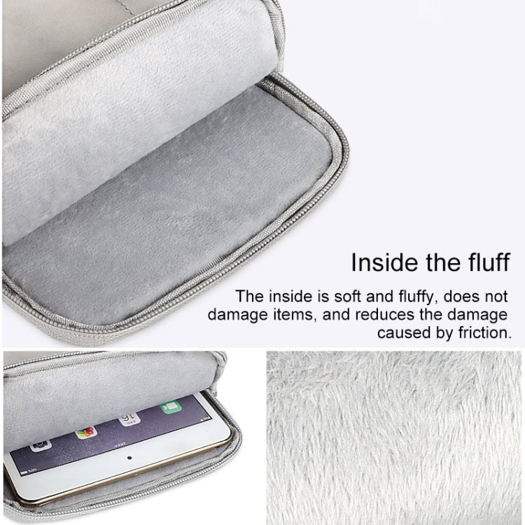 ND00S Felt Sleeve Protective Case: Inner Carry Bag for Ultimate Protection 5 Soft Gray Plush Interior Of A Protective Tech Travel Case, Designed To Prevent Damage And Friction. Perfect For Smartphones, Accessories, And Electronics Storage With Cushioned Lining For Safety.