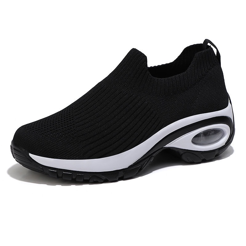 Ultimate Breathable Sneakers: Summer Air Cushion Technology, Ideal for Active Runners 3 Comfortable Black Slip-On Sneaker With Air Cushion Sole For Athletes And Casual Wear. Perfect For Running, Walking, And Everyday Style. High-Quality, Lightweight, And Breathable Design From Syndmart.