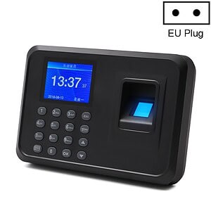USB fingerprint scanner with secure access control and digital keypad, compatible with EU plug, ideal for employee authentication and secure login systems.