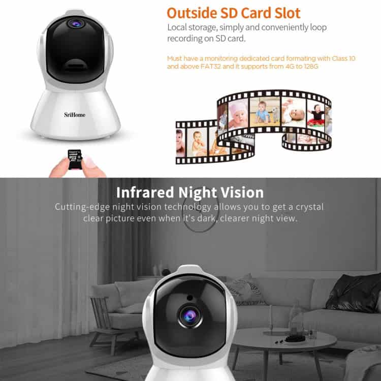 SriHome SH025 1080P HD AI Auto-Tracking Camera with Two-Way Audio, Night Vision 11 Srihome Sh025 1080P Hd Ai Auto-Tracking Camera With Two-Way Audio, Night Vision - Image 11