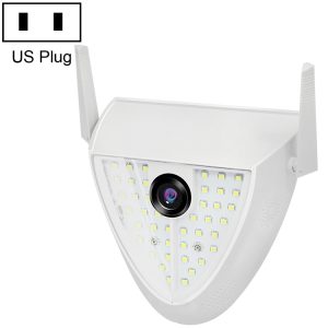 Wireless security camera with LED lights and dual antennas, ideal for home surveillance. Features a wide-angle lens, motion detection, and easy installation for enhanced security.