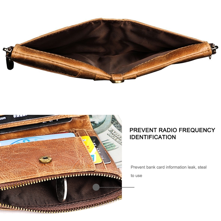 LT3533 Long Crazy Horse Texture Cowhide Leather Folding Anti-magnetic RFID Wallet Clutch Bag for Men, with Card Slots & Shoulder Strap 5 Lt3533 Long Crazy Horse Texture Cowhide Leather Folding Anti-Magnetic Rfid Wallet Clutch Bag For Men, With Card Slots &Amp; Shoulder Strap - Image 5