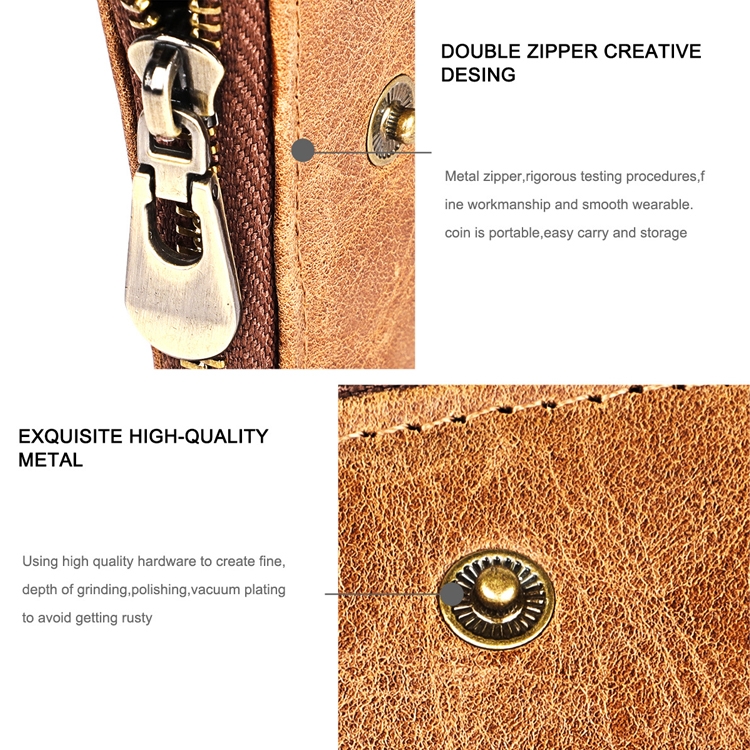 LT3533 Long Crazy Horse Texture Cowhide Leather Folding Anti-magnetic RFID Wallet Clutch Bag for Men, with Card Slots & Shoulder Strap 7 Lt3533 Long Crazy Horse Texture Cowhide Leather Folding Anti-Magnetic Rfid Wallet Clutch Bag For Men, With Card Slots &Amp; Shoulder Strap - Image 7