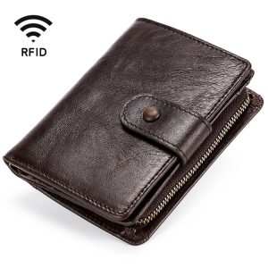 TP-201 Crazy Horse Leather RFID Clasp Retro Wallet • Multi-functional Lather