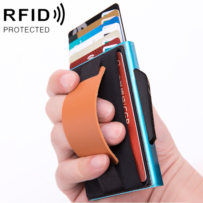 X-32C RFID Anti-theft Aluminum Alloy Wallet with PU Leather Strap 1 X-32C Rfid Anti-Theft Aluminum Alloy Wallet With Pu Leather Strap