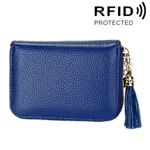 RFID Blocking Leather Card Holder Wallet with 15 Slots for Women