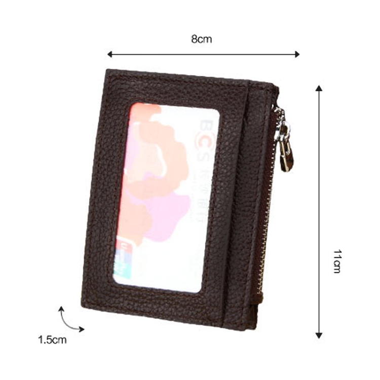 Cowhide Leather RFID Blocking Card Holder Wallet, Zipper Coin Purse, 11*8*1.5cm 6 Cowhide Leather Rfid Blocking Card Holder Wallet, Zipper Coin Purse, 11*8*1.5Cm - Image 6