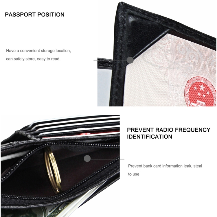 RFID Genuine Leather Wallet & Passport Holder for Men, Antimagnet Cowhide Cards 7 Rfid Genuine Leather Wallet &Amp; Passport Holder For Men, Antimagnet Cowhide Cards - Image 7