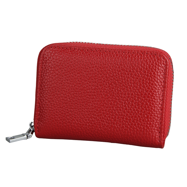 RFID Litchi Leather Zipper Wallet - Large Capacity Card Holder 2 Rfid Litchi Leather Zipper Wallet - Large Capacity Card Holder - Image 2