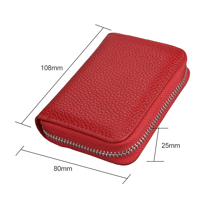 RFID Litchi Leather Zipper Wallet - Large Capacity Card Holder 6 Rfid Litchi Leather Zipper Wallet - Large Capacity Card Holder - Image 6
