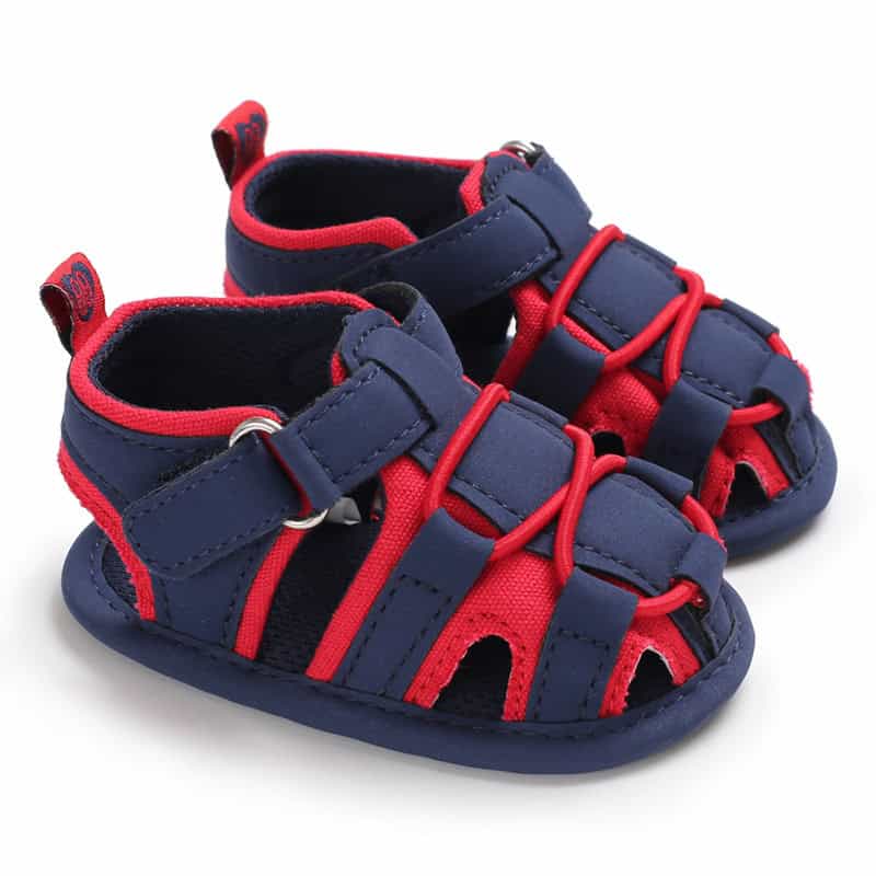 Cozy Toddler Summer Sandals - Soft Soles for Sunny Days 2 Comfortable Children'S Navy And Red Sandals With Adjustable Straps And Breathable Material For Active Kids. Perfect For Outdoor Play And Summer Activities.