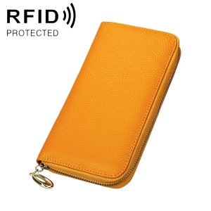 906 Antimagnetic RFID Litchi Texture Large Capacity Hand Wallet for Women