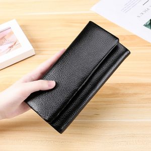 Luxe Litchi Leather Large Wallet: 3591C Multi-function, High Capacity & Style