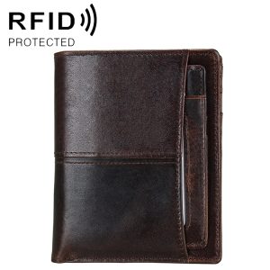 RFID Men's Oil Wax Leather Wallet + Detachable Card Holder - Antimagnetic Tech