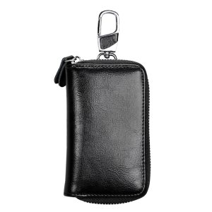 Versatile Leather Waist Bag for Keys & Wallet - 9101 Multi-function, Zipper Closure