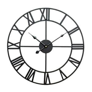 Vintage 60cm Iron Roman Numeral Wall Clock - Retro Living Room Decor