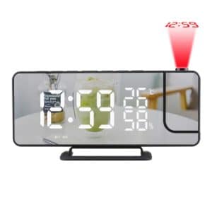 TS-9210 Mirror Projection Alarm Clock FM Radio & Temp Humidity - Vivid Display