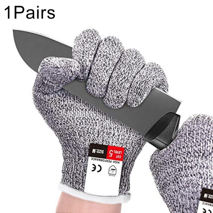 Cut-resistant Gardening Gloves L: 24cm HPPE 5-Level Anti-cut Safety Gloves 1 Cut-Resistant Gardening Gloves L: 24Cm Hppe 5-Level Anti-Cut Safety Gloves