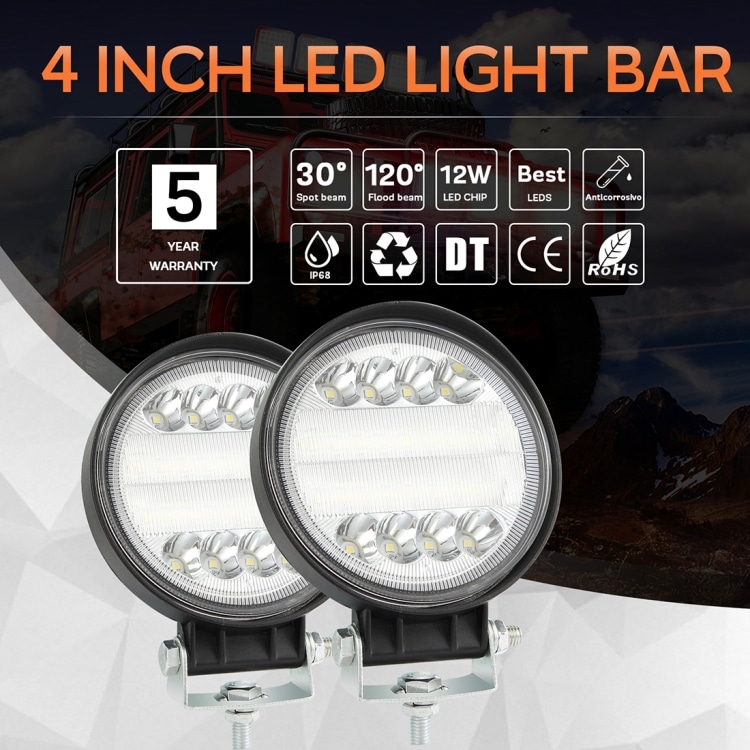 2 PCS 4" 15W White Light Waterproof Car SUV LED Work Lights, Spot/Flood, DC 9-30V 11 2 Pcs 4&Quot; 15W White Light Waterproof Car Suv Led Work Lights, Spot/Flood, Dc 9-30V - Image 11