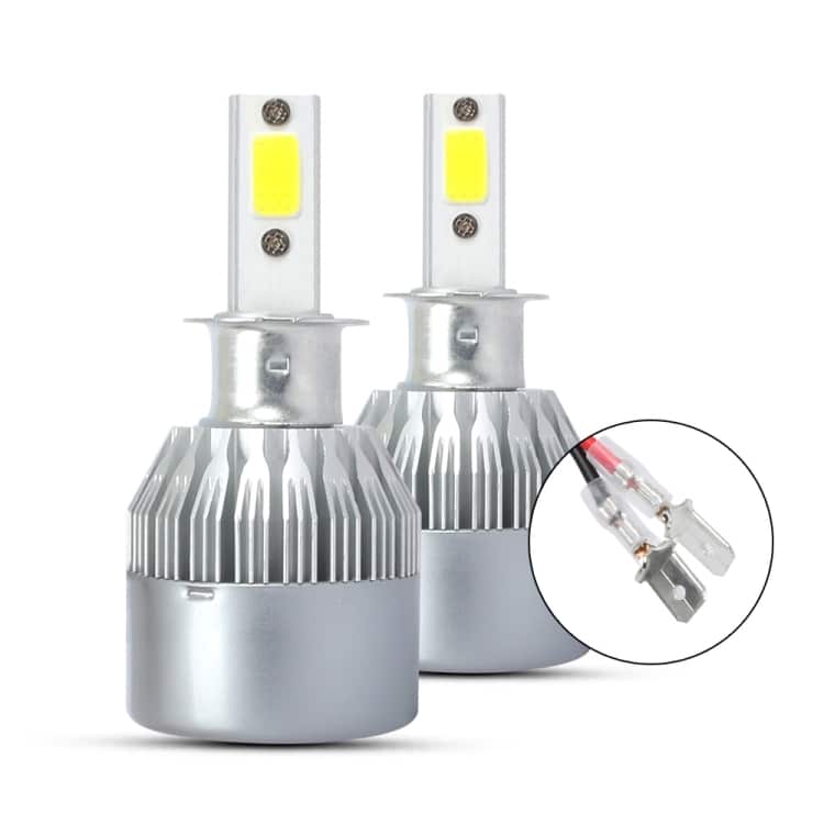 2 PCS H3 18W 1800 LM 6000K Canbus Car LED Headlight, IP68, 2 COB Lamps 2 2 Pcs H3 18W 1800 Lm 6000K Canbus Car Led Headlight, Ip68, 2 Cob Lamps - Image 2