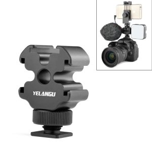 YELANGU Cold Shoe Mount Adapter for Microphone & Flash - Sturdy Metal Holder