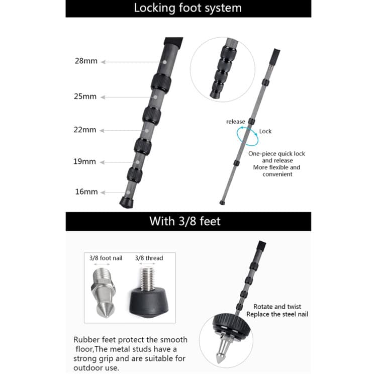 BEXIN Carbon Fiber Monopod: Portable DSLR Camera Holder for Outdoor Travel 4 Bexin Carbon Fiber Monopod: Portable Dslr Camera Holder For Outdoor Travel - Image 4