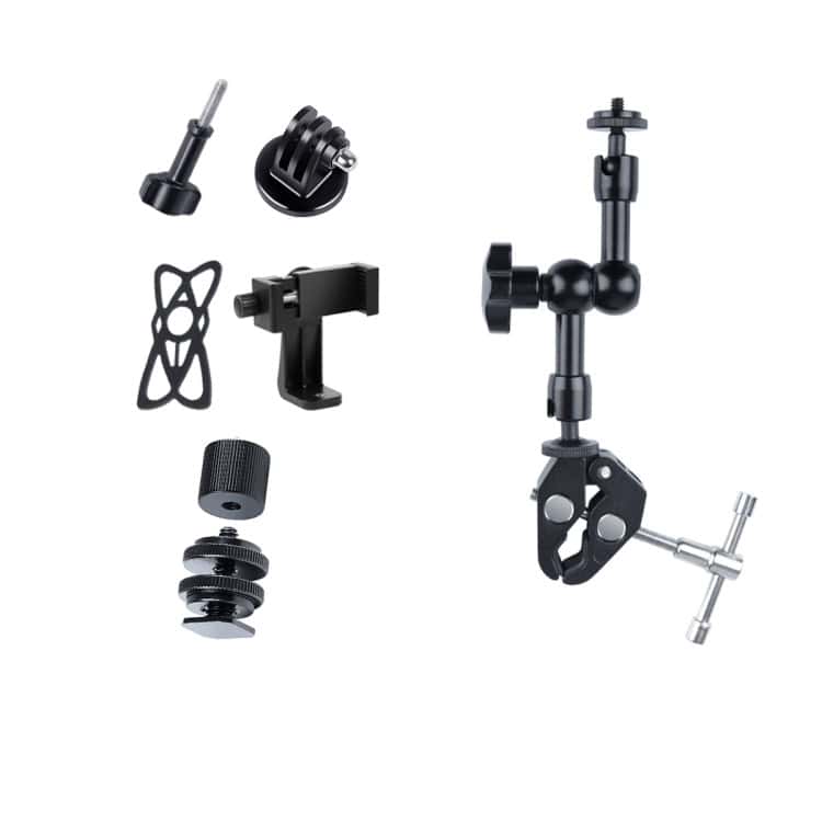 7" Articulating Magic Arm + Large Claws Clips & Phone Clamp. Adjust with Ease! 1 7&Quot; Articulating Magic Arm + Large Claws Clips &Amp; Phone Clamp. Adjust With Ease!