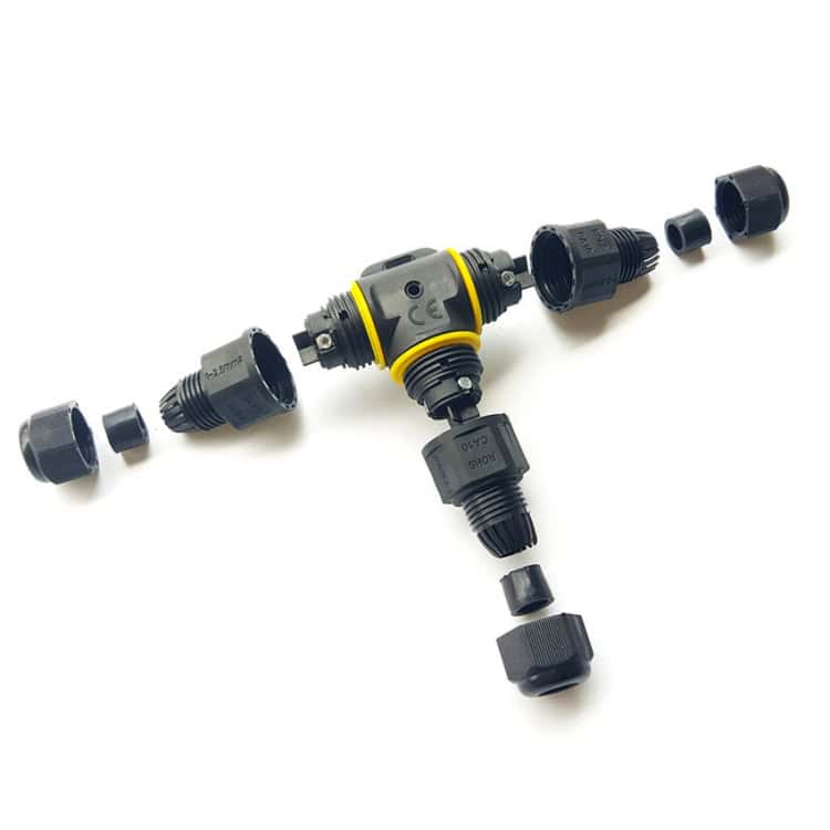 XYT21 Waterproof 3 Pin T-type Cable Connector - Secure Connectivity 3 Precision Garden Drip Irrigation Connector Fitting For Efficient Water Management.