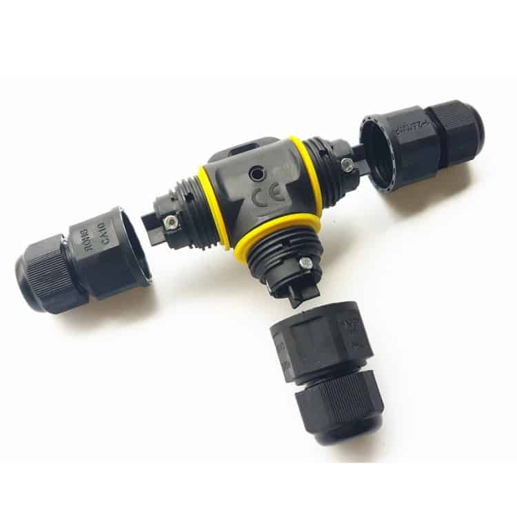 XYT21 Waterproof 3 Pin T-type Cable Connector - Secure Connectivity 4 Flexible Water Timer Connection Connector For Garden Irrigation Systems, Compatible With Drip Hoses And Sprinkler Setups. Durable, Reliable, Easy To Install For Efficient Watering Solutions.
