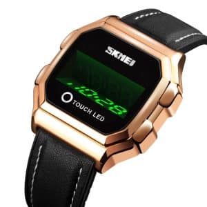 SKMEI 1650 Leather LED Watch - Touch Button, Digital Display & Luminous Feature