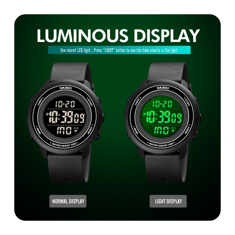 SKMEI 1736 LED Digital Watch with Luminous Display & Triplicate Dial 7 Skmei 1736 Led Digital Watch With Luminous Display &Amp; Triplicate Dial - Image 7