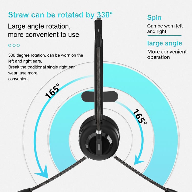 Anivia A8 Bluetooth Headset with Noise-cancelling Mic • Crystal-clear Calls 5 Straw Can Be Rotated By 330° For More Convenient And Flexible Use, Suitable For Both Left And Right Ears, With A Large Angle Design For Easier Access.