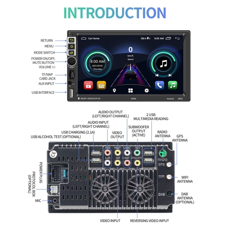 7" Car Android Player GPS Bluetooth CarPlay - Touch Screen, WiFi, FM Radio 10 7&Quot; Car Android Player Gps Bluetooth Carplay - Touch Screen, Wifi, Fm Radio - Image 10