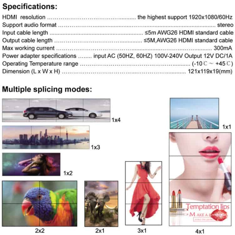 Ultimate Video Wall Controller: 1080P 2x2 HDMI + DVI to 4 HDMI - Enhance Your Display 7 Ultimate Video Wall Controller: 1080P 2X2 Hdmi + Dvi To 4 Hdmi - Enhance Your Display - Image 7